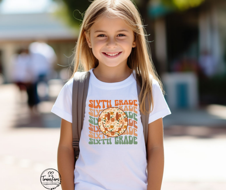 Flower Smile School Grades (Pre School-6th grade) Kids DTF Transfer