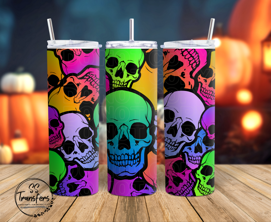 Rainbow Skulls Sub Tumbler Transfer