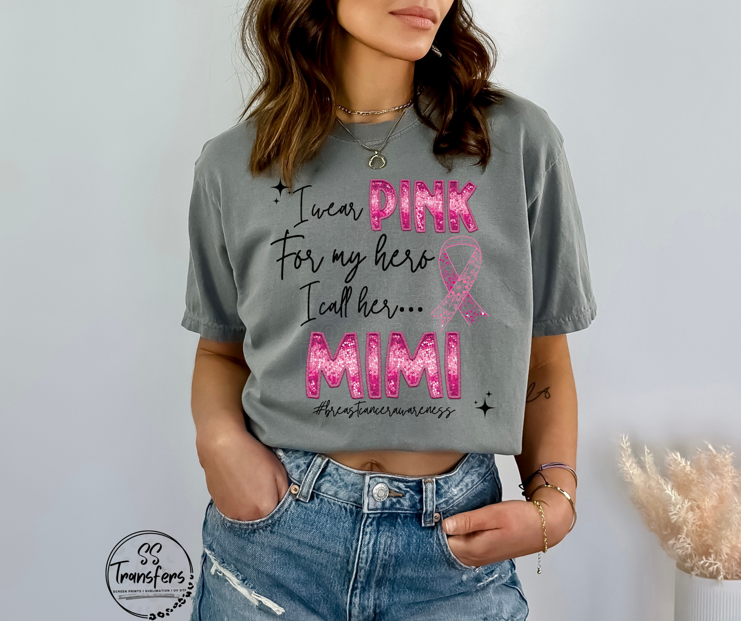 BC Pink Sequins My Hero….(multiple options) DTF Transfer