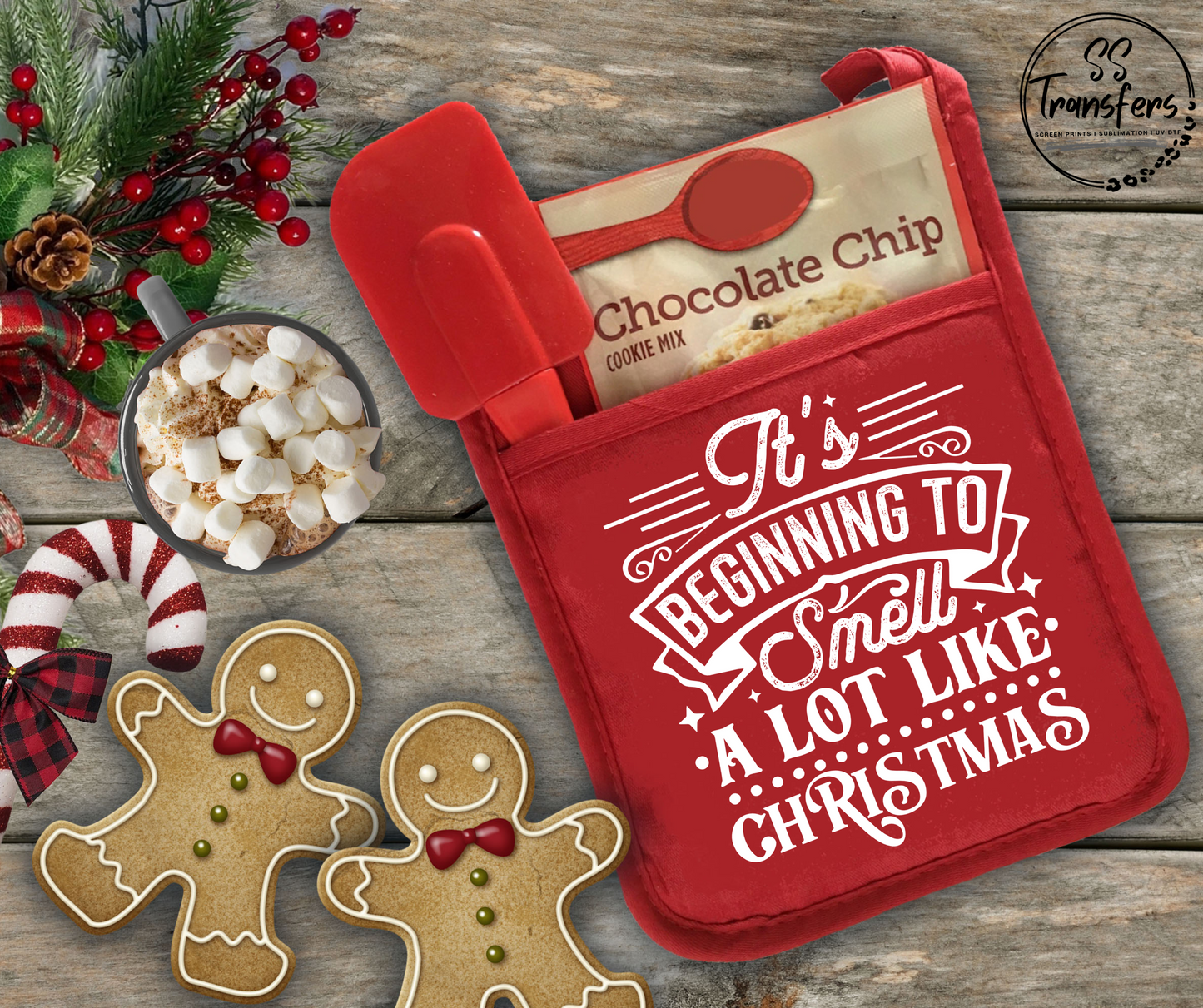 Smells Like Christmas Pot Holder Screen Print Transfer