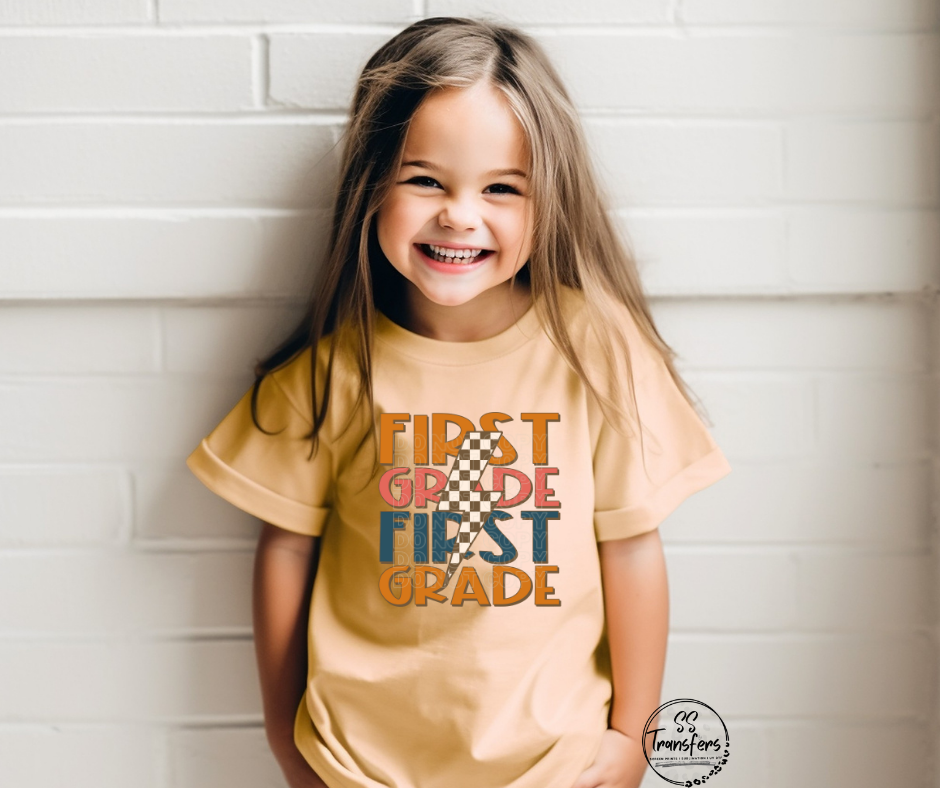 Brown Lightening Bolt School (1st-6th grade) Kids DTF Transfer
