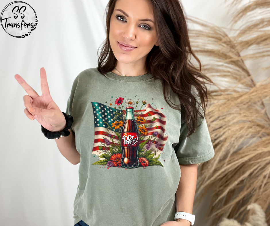 Flag, Flowers & Soda (Multiple Options) DTF Transfer