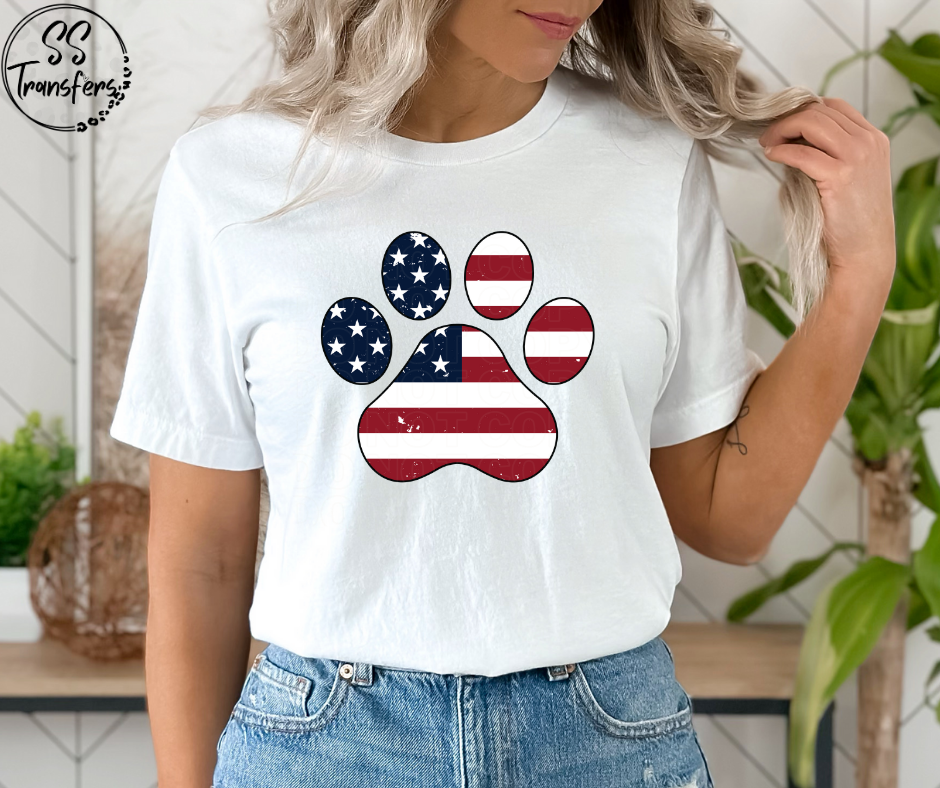 Flag Paw Print DTF Transfer