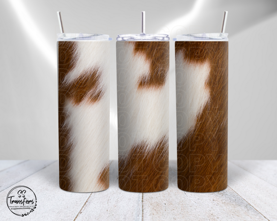Brown/White Cowhide Sub Tumbler Transfer
