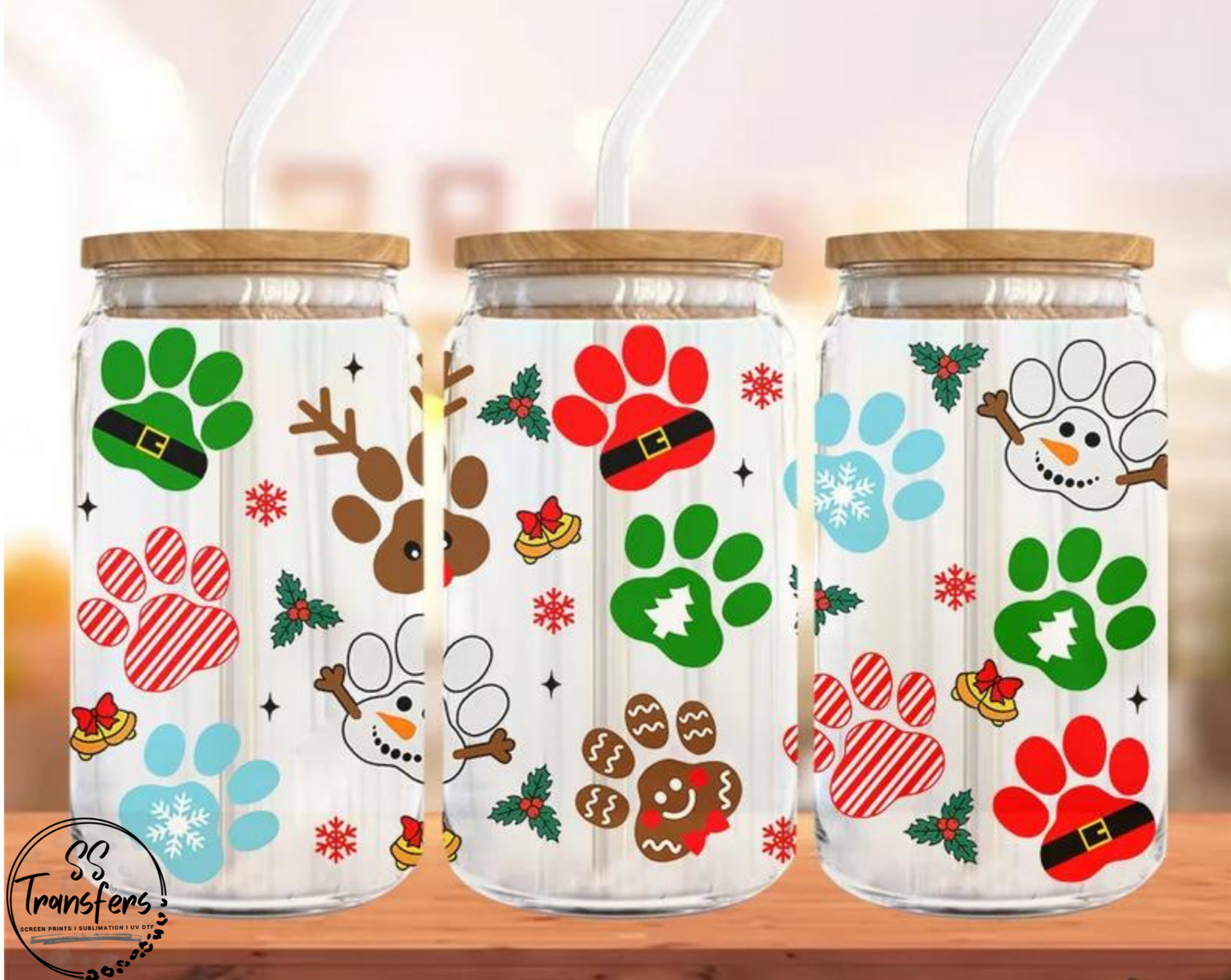 Christmas Paws Libbey UV Wrap