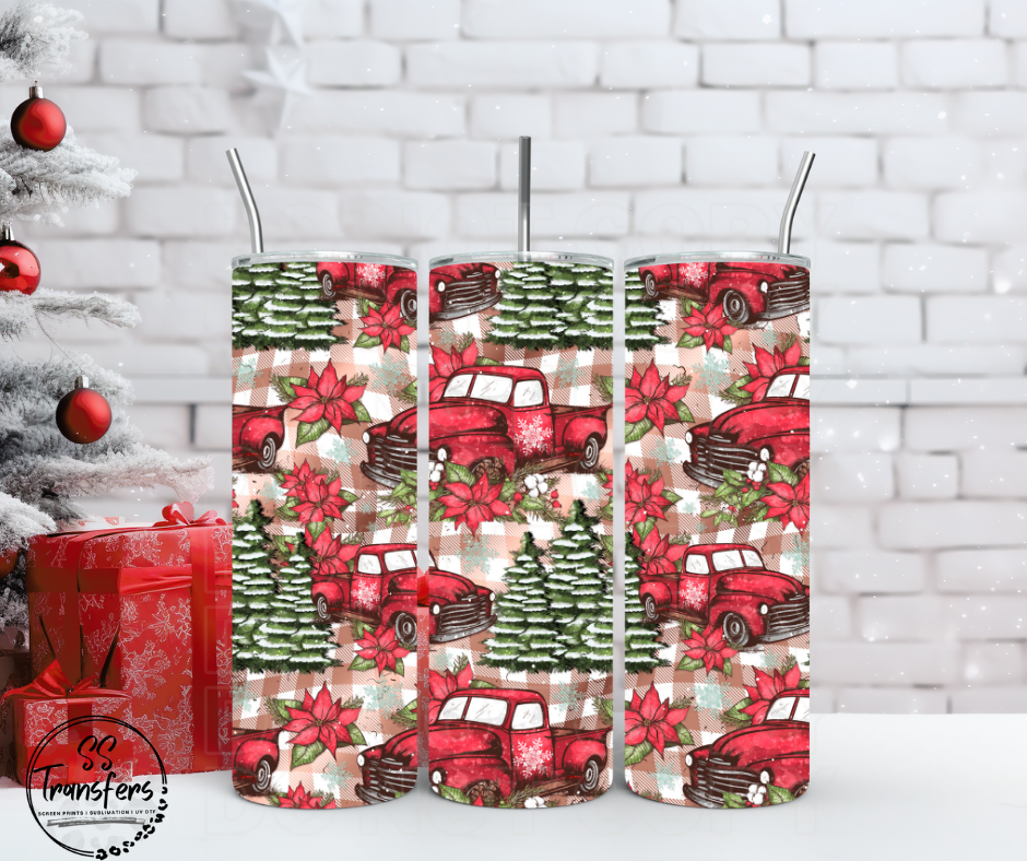 Red Truck & Christmas Trees Sub Tumbler Transfer