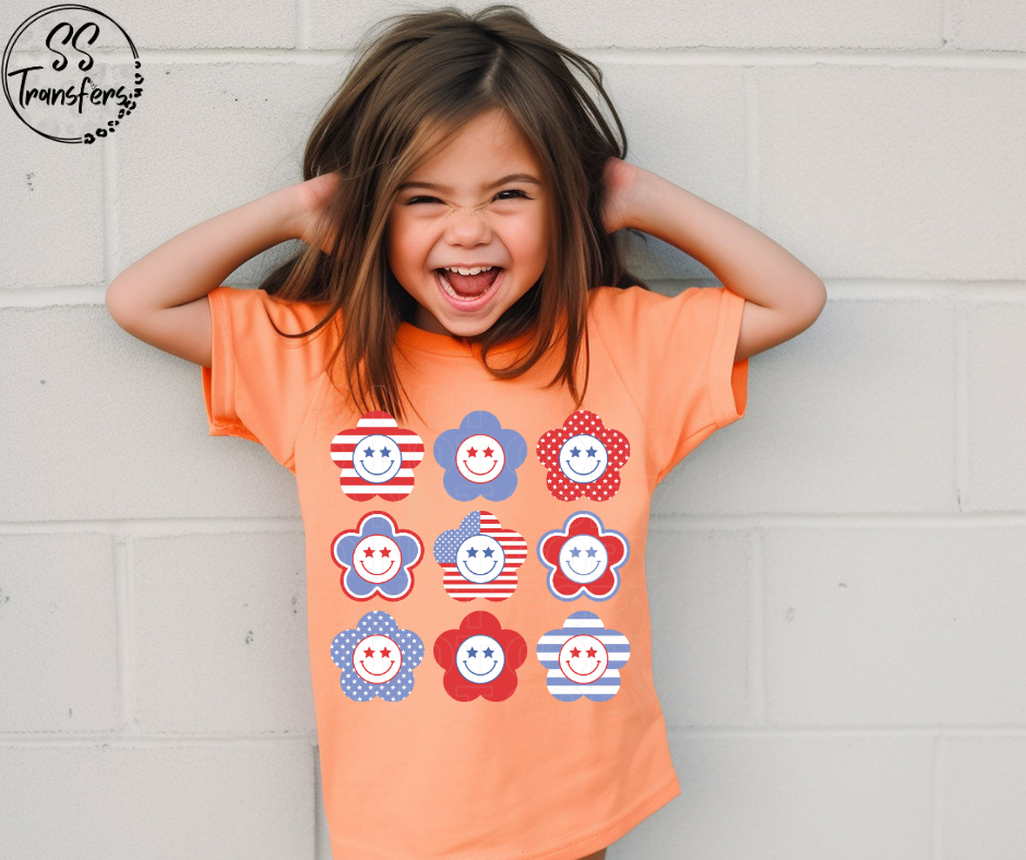Patriotic Daisy Stack DTF Transfer