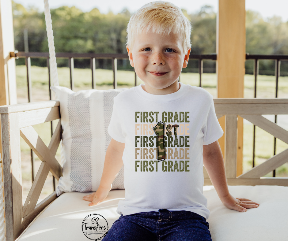 Camo School Grades (Daycare-6th grade) Kids DTF Transfer