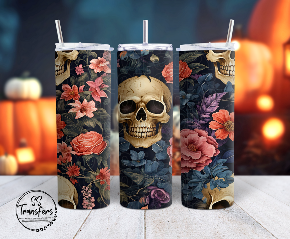 Pink Rose Skull Sub Tumbler Transfer