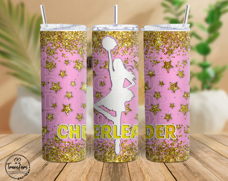 Cheerleader Gold Stars Sub Tumbler Transfer