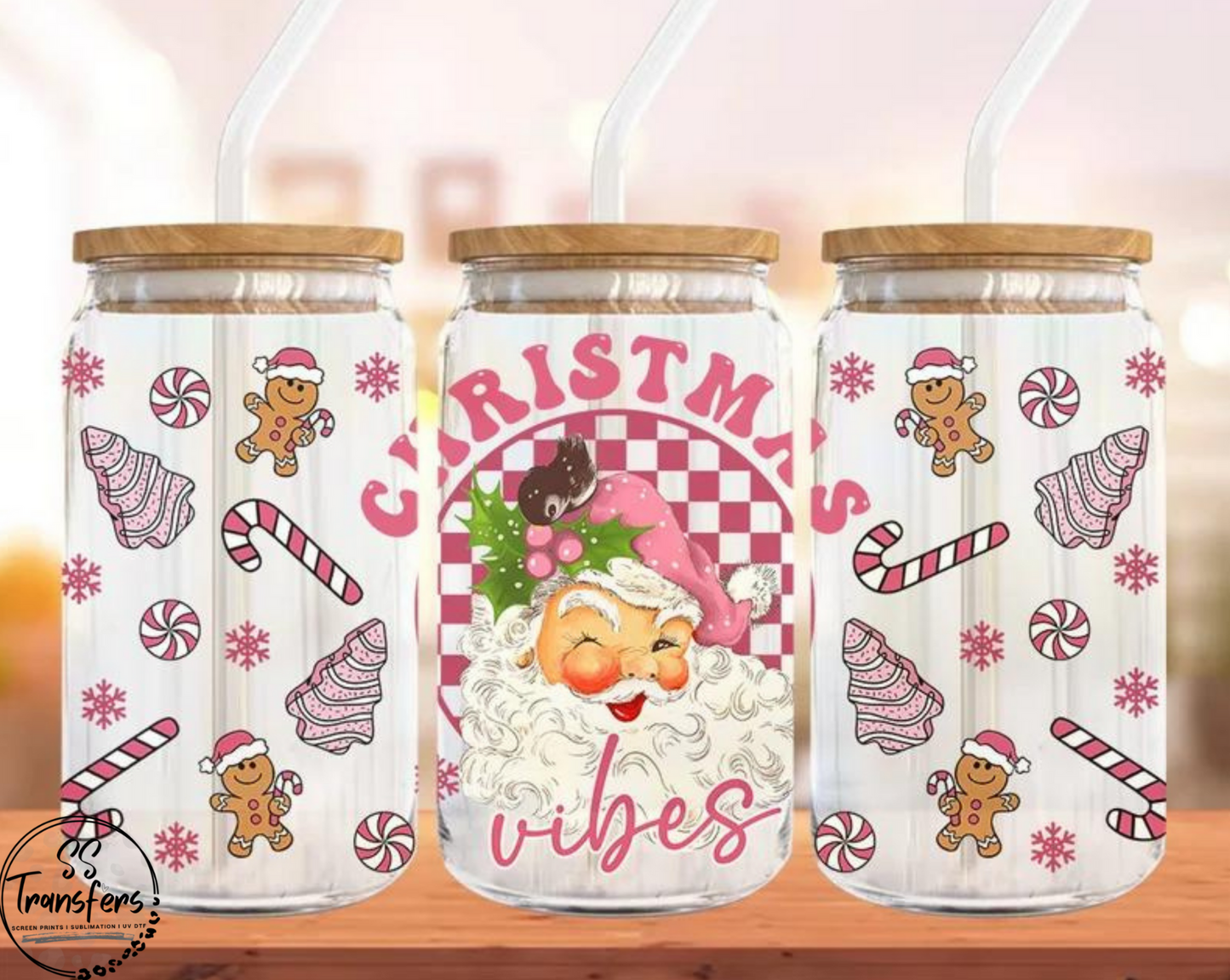 Pink Christmas Vibes Libbey UV Wrap