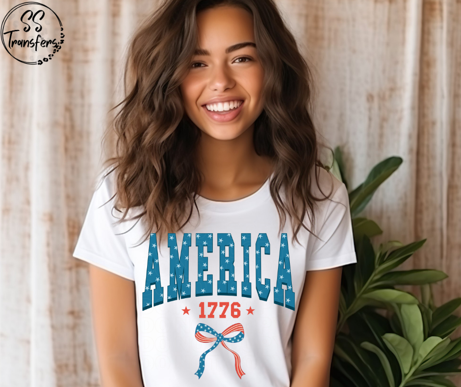 America Star Letters and Bow DTF Transfer