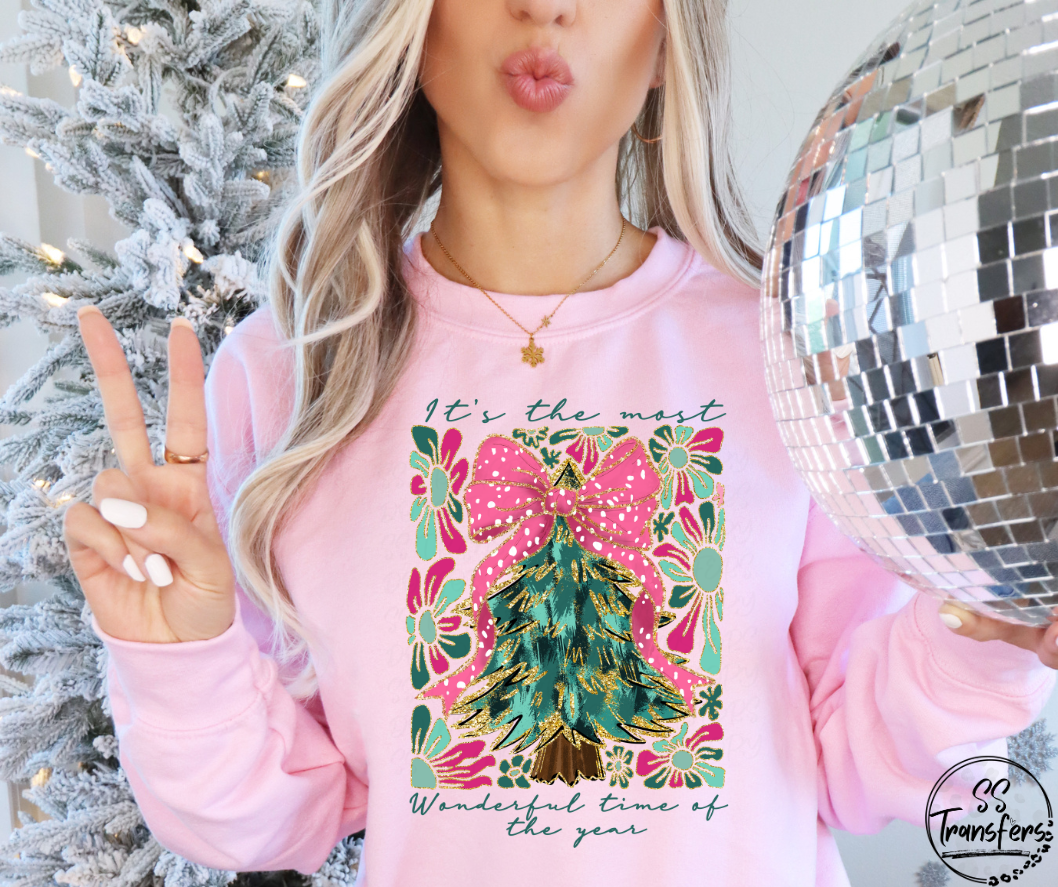 Watercolor Tree Most Wonderful Time (Multiple Colors) DTF Transfer