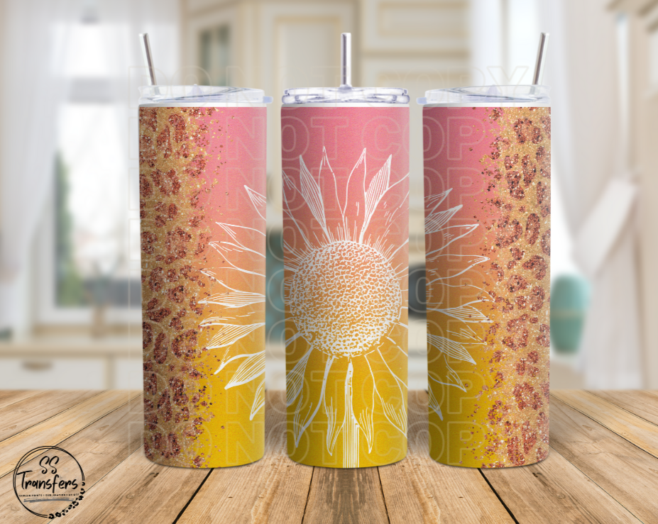 Sunflower Leopard Ombré Sub Tumbler Transfer