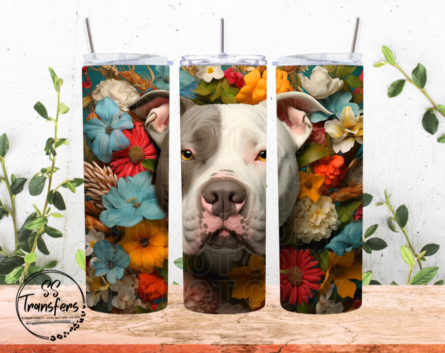 Floral Dog Sub Tumbler Transfer