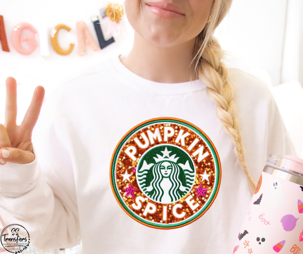 Pumpkin Spice Faux Glitter DTF Transfer