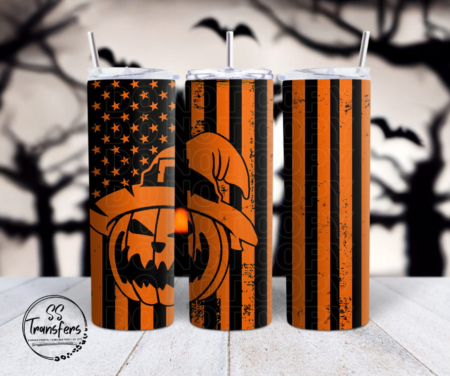 Orange Pumpkin Flag Sub Tumbler Transfer