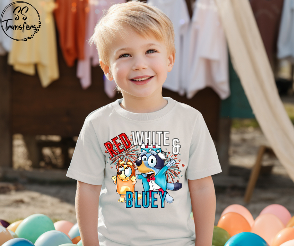 Red White and Blue Dog DTF Transfer