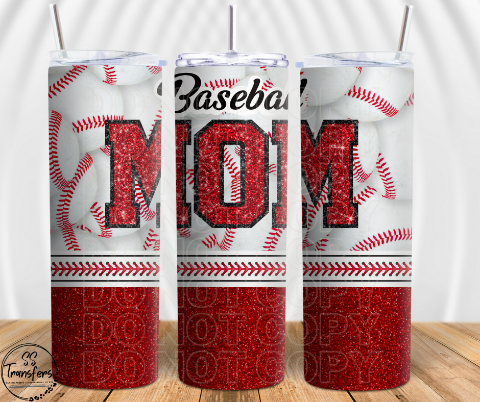 Glitter Baseball Mom (Multiple Colors) Sub Tumbler Transfer