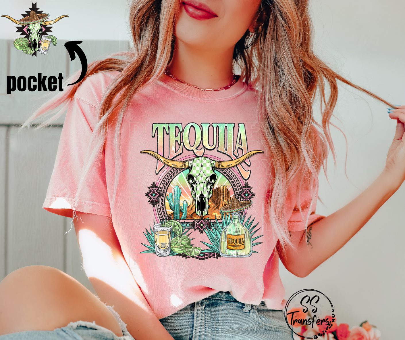 Tequila Longhorn (pocket included) DTF Transfer