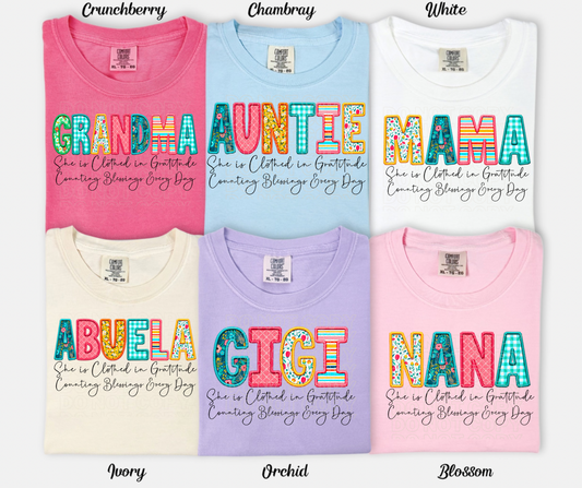 She Is Clothed in Gratitude (multiple options) DTF Transfer