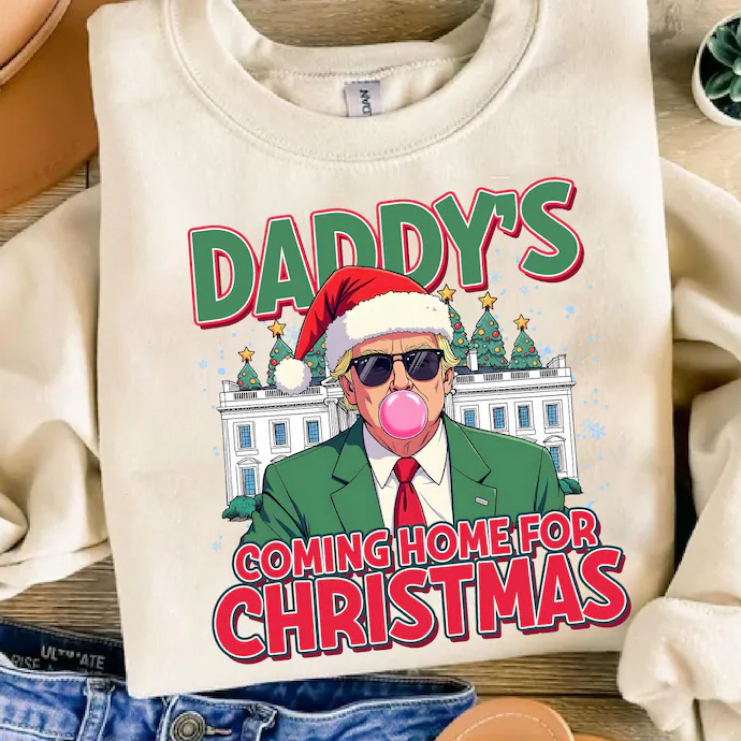 Daddy's Coming Home For Christmas Trump DTF Transfer