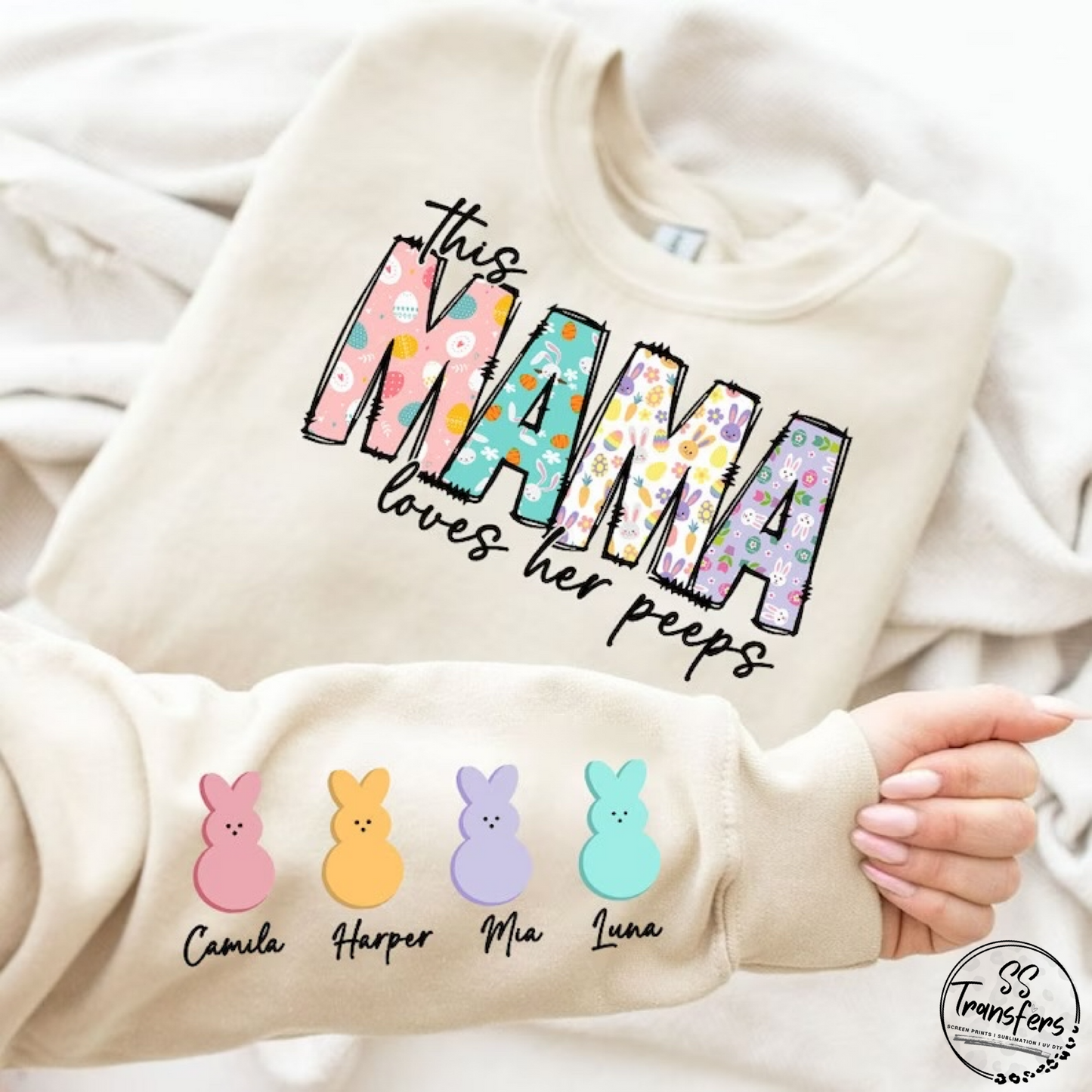 This Mama Loves Her Peeps (Custom Peep Names) DTF Transfer