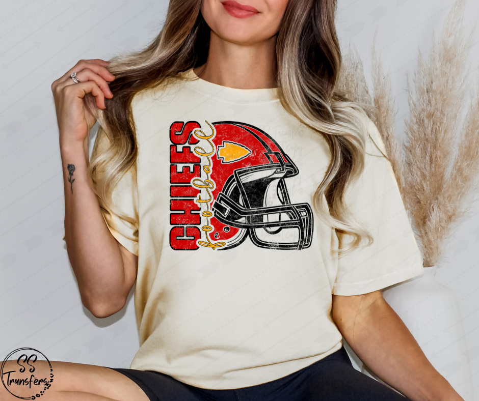 KC Distressed Helmet DTF Transfer