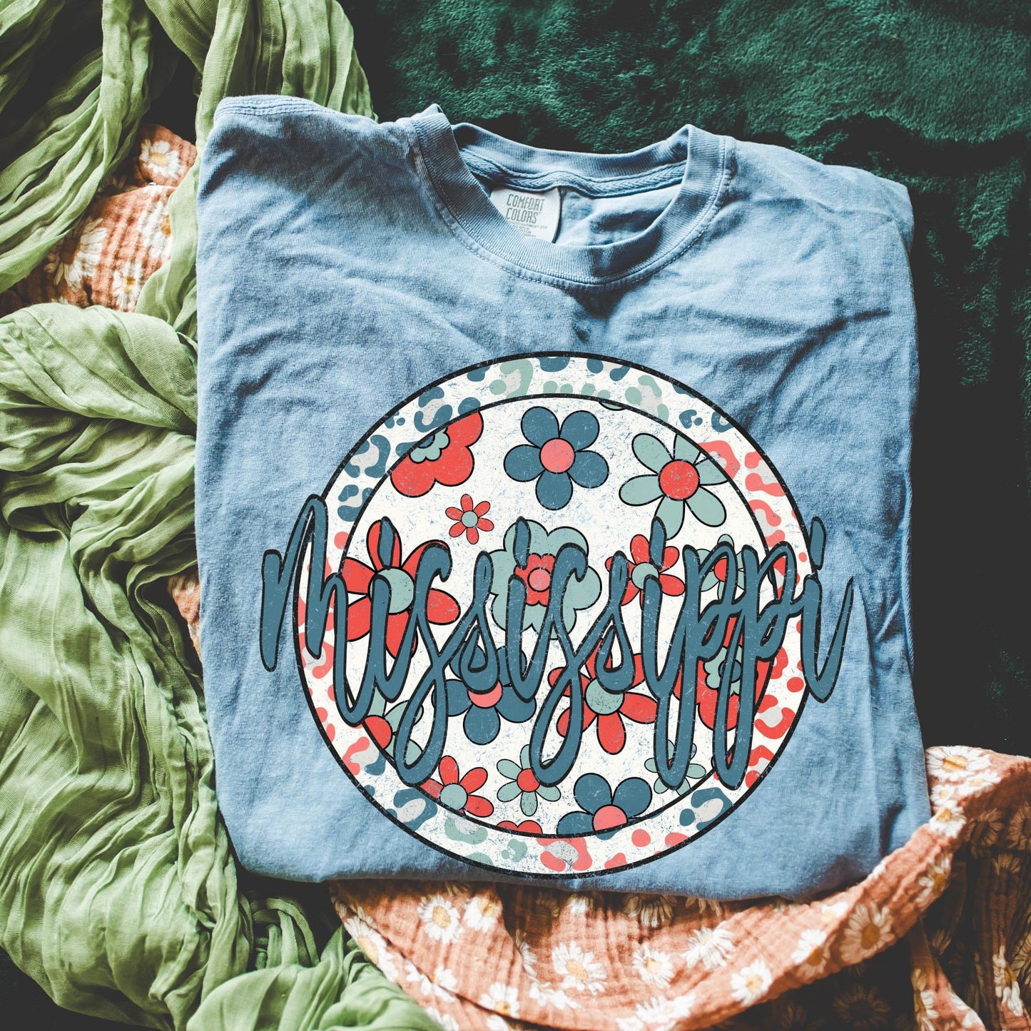 Patriotic Circle Floral States DTF Transfer