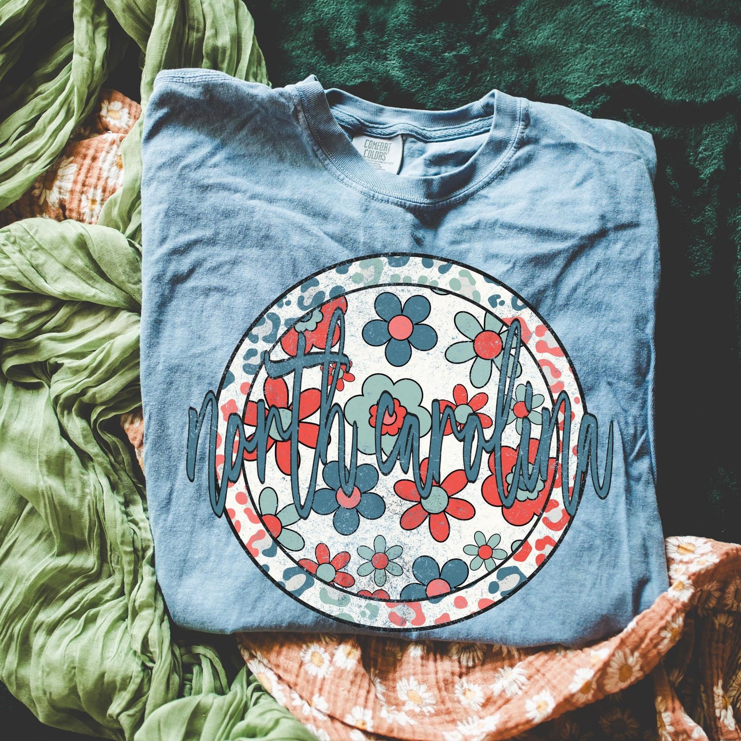 Patriotic Circle Floral States DTF Transfer