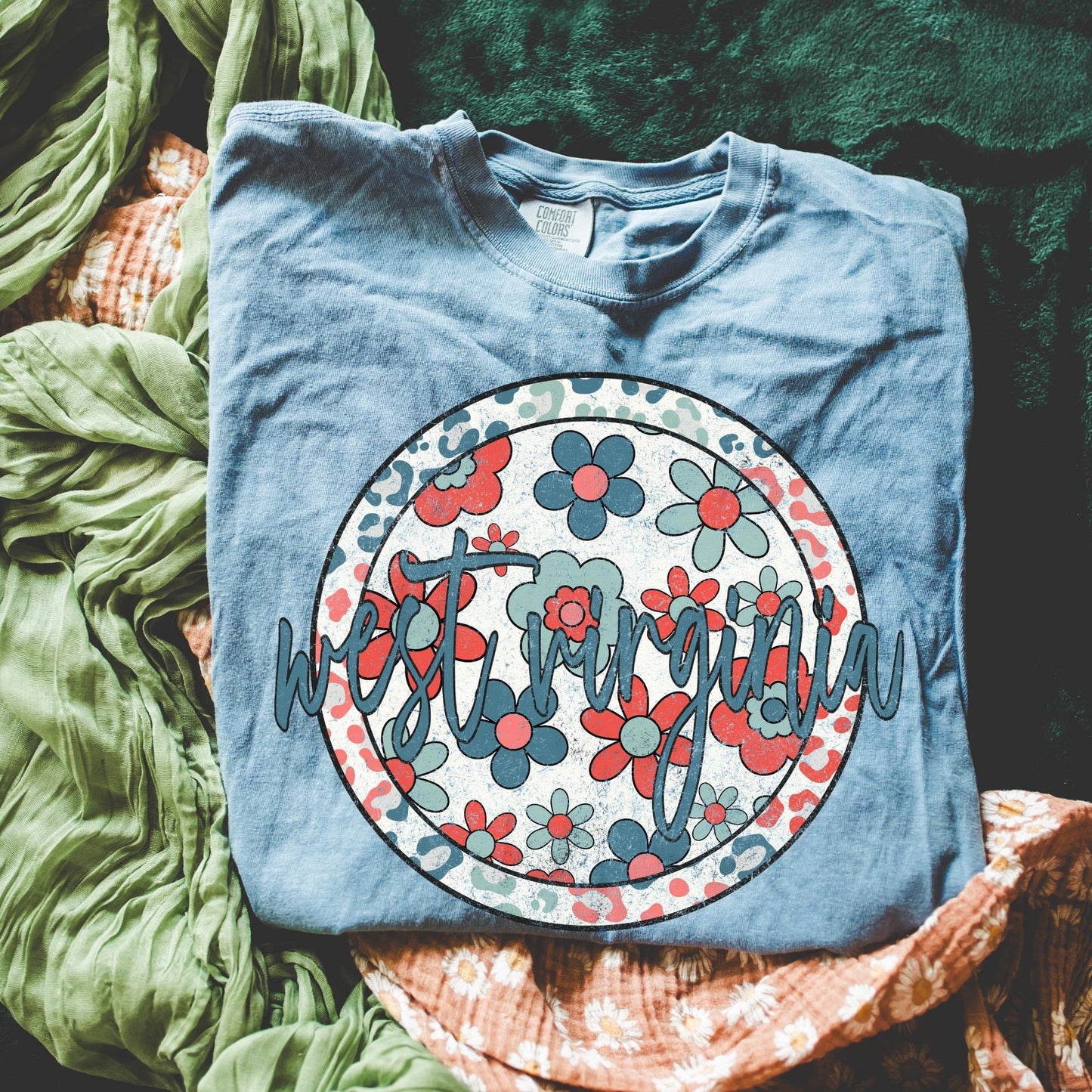 Patriotic Circle Floral States DTF Transfer