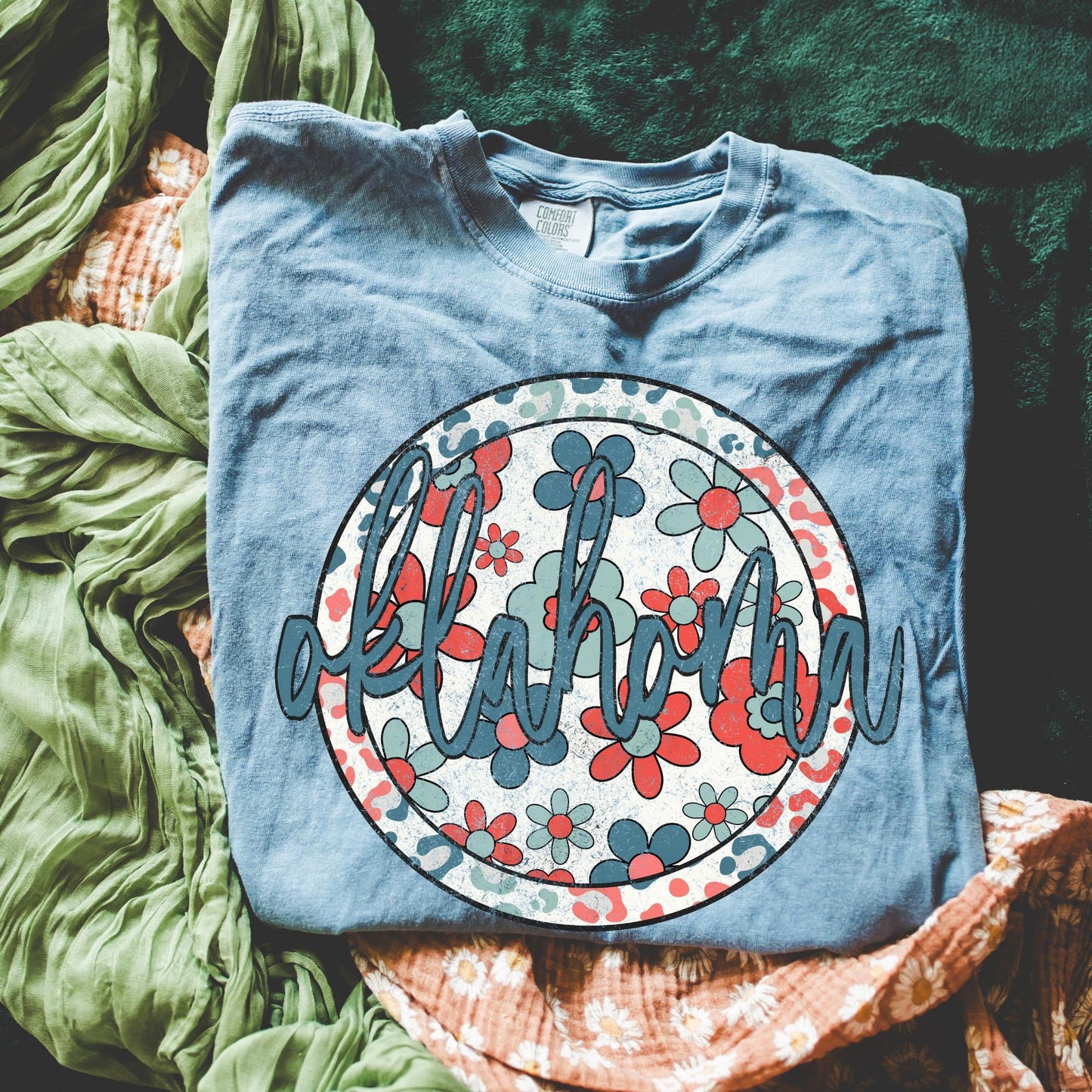 Patriotic Circle Floral States DTF Transfer