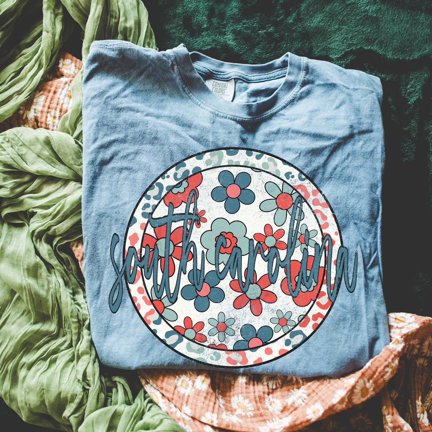Patriotic Circle Floral States DTF Transfer