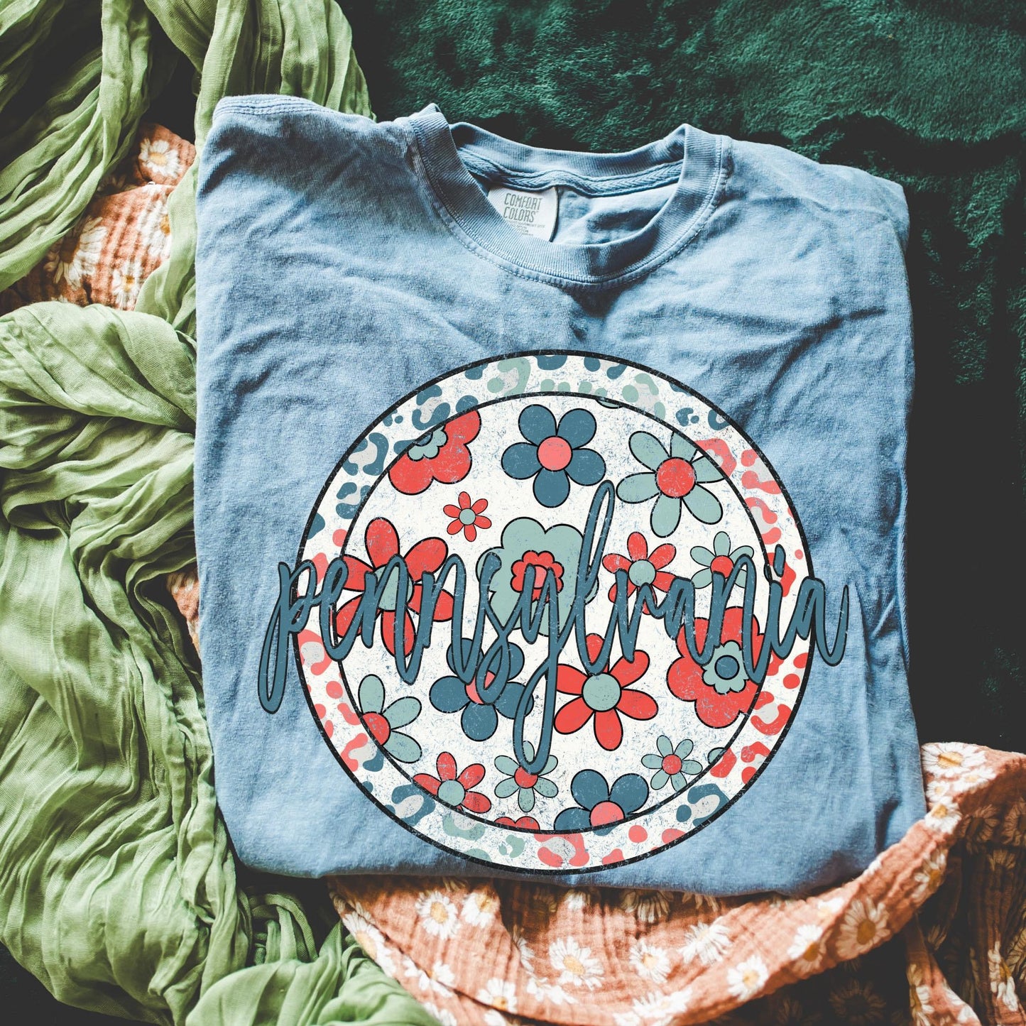 Patriotic Circle Floral States DTF Transfer