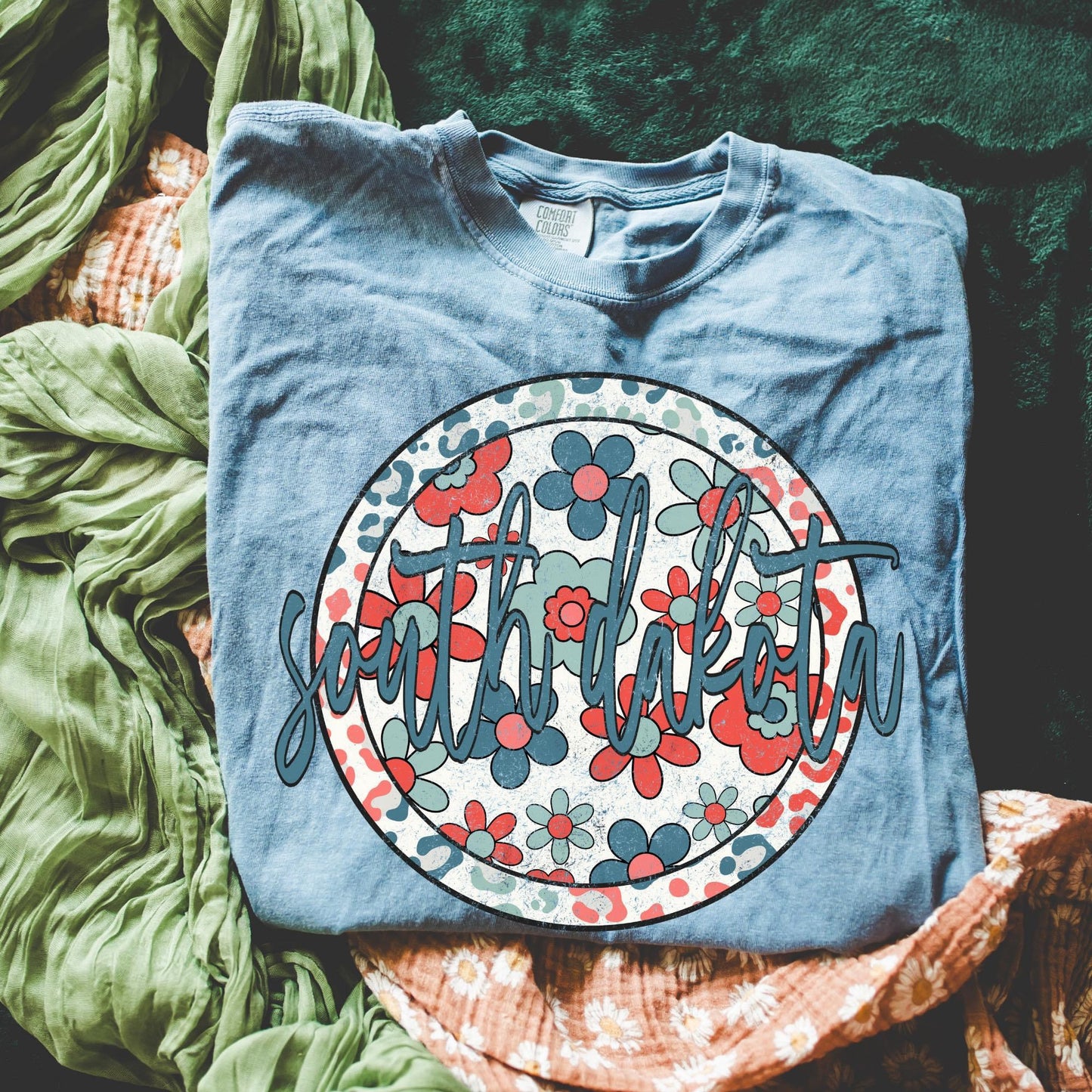 Patriotic Circle Floral States DTF Transfer