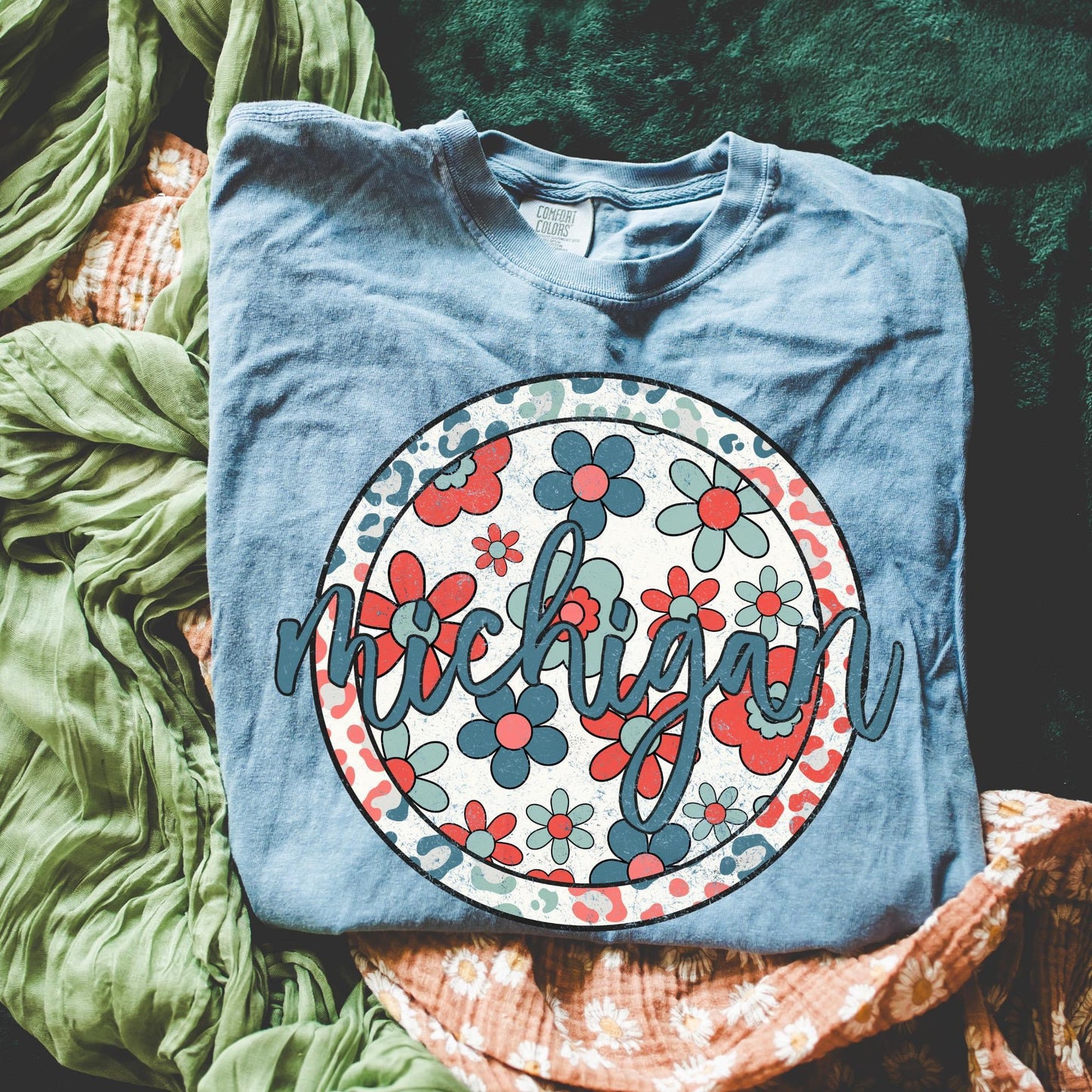 Patriotic Circle Floral States DTF Transfer