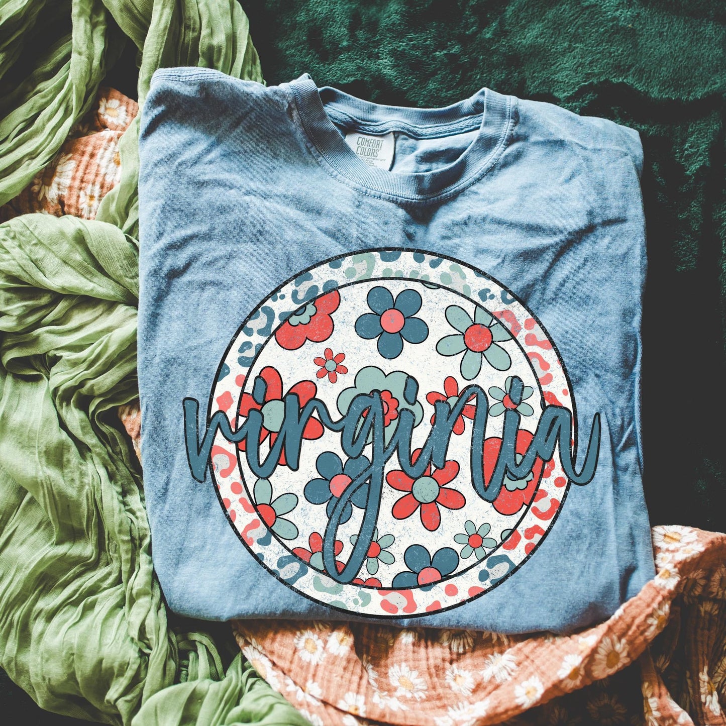 Patriotic Circle Floral States DTF Transfer