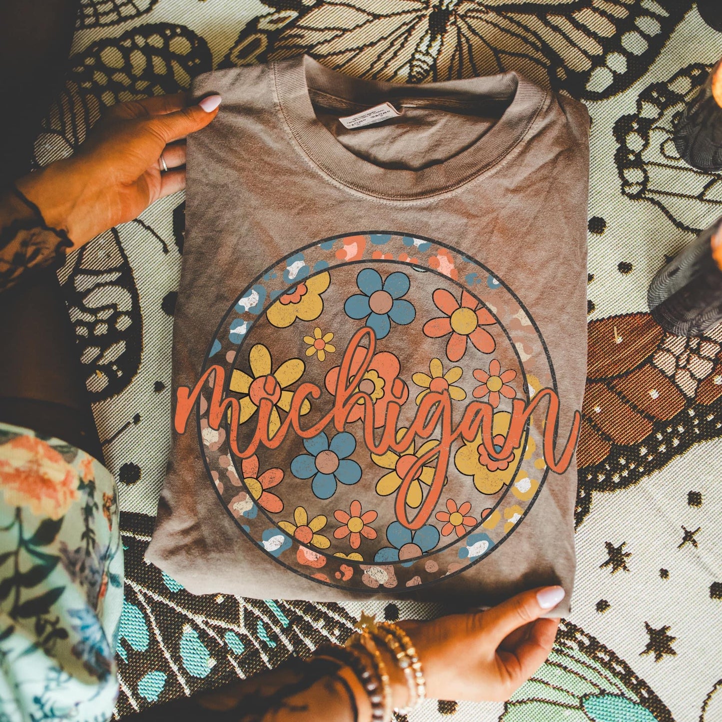 Boho Circle Floral States DTF Transfer