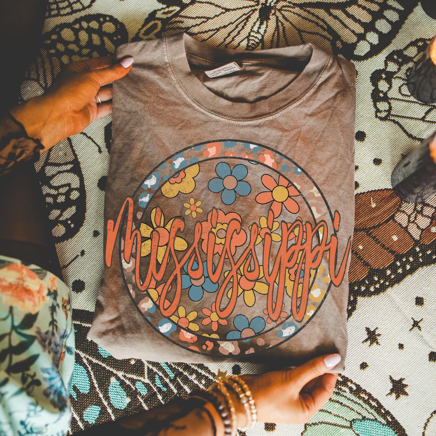 Boho Circle Floral States DTF Transfer