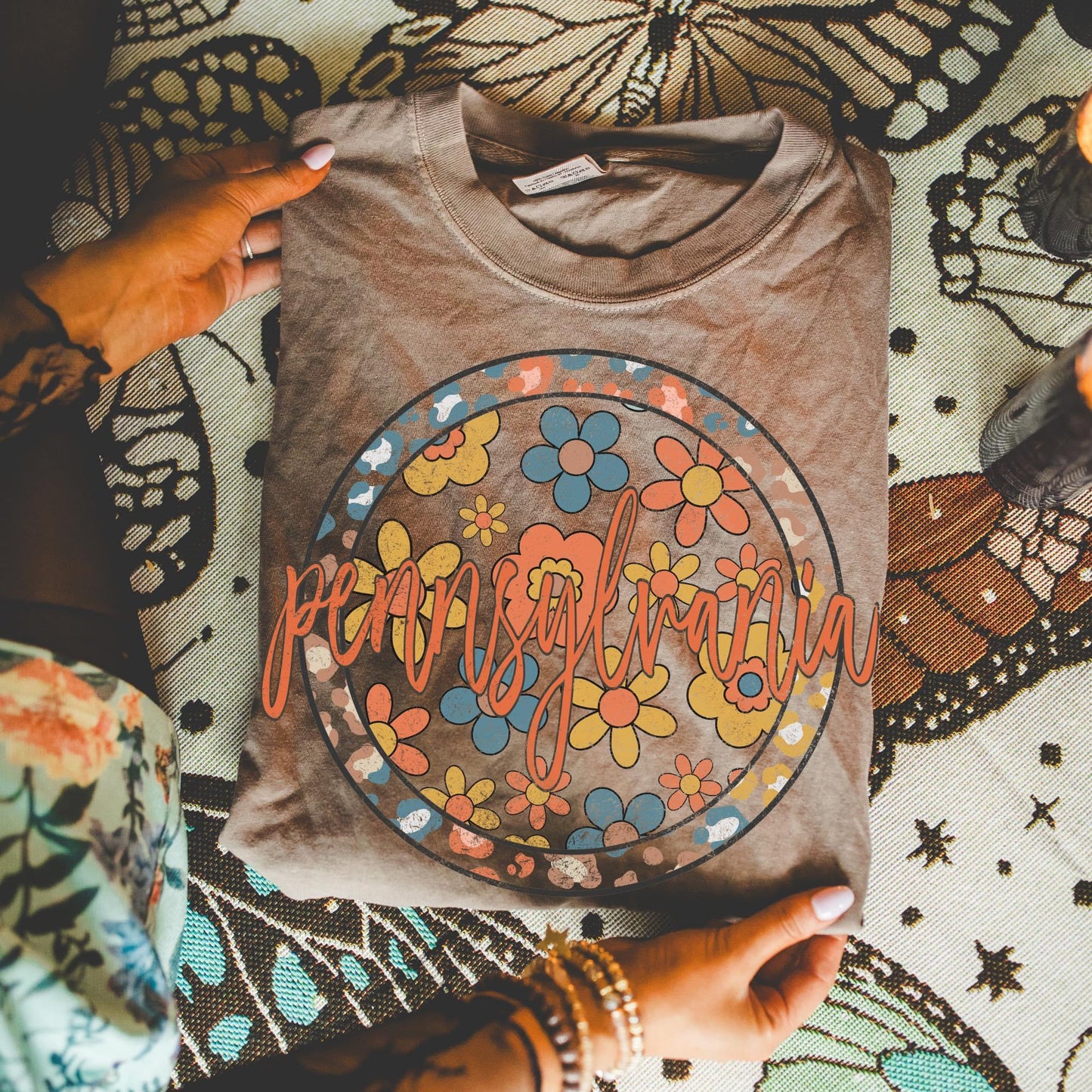 Boho Circle Floral States DTF Transfer