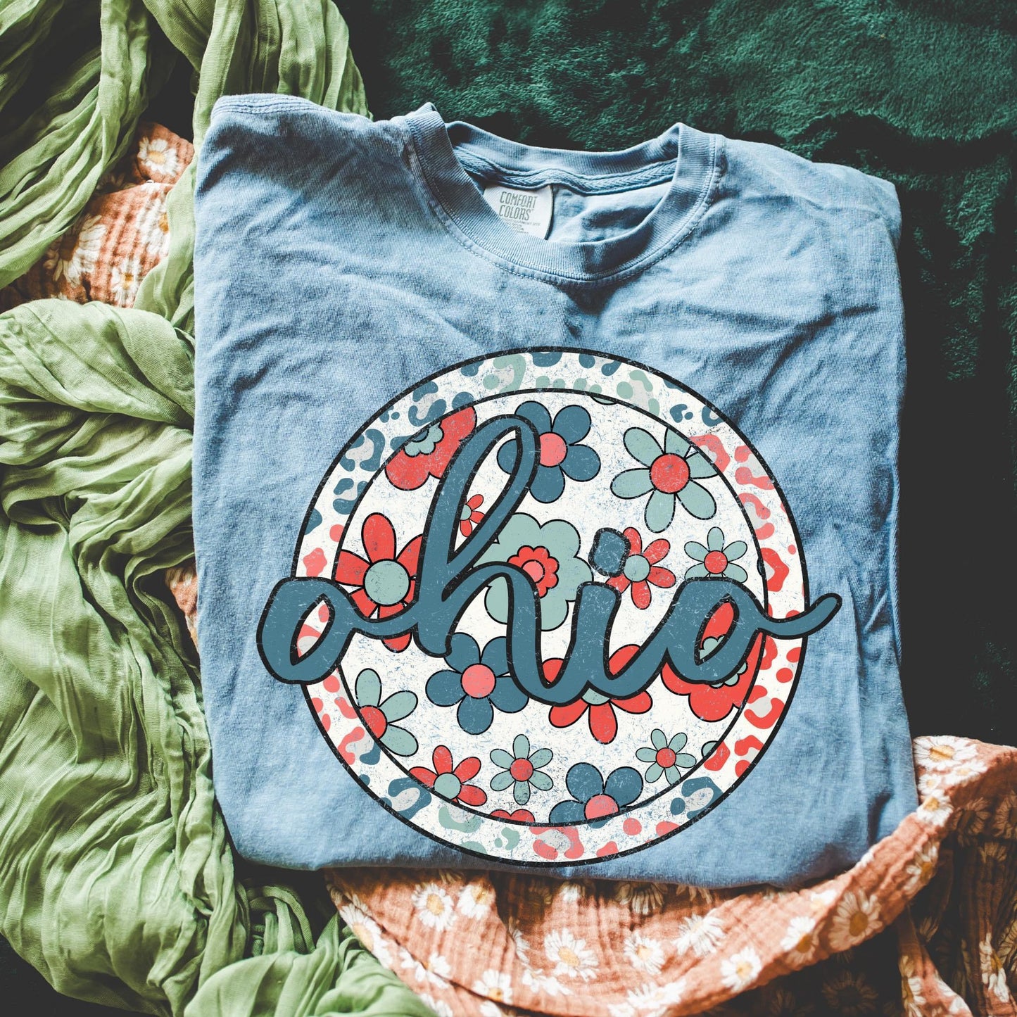 Patriotic Circle Floral States DTF Transfer