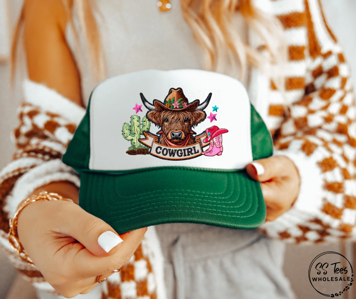 Cowgirl Cow Hat DTF/Sub Transfer