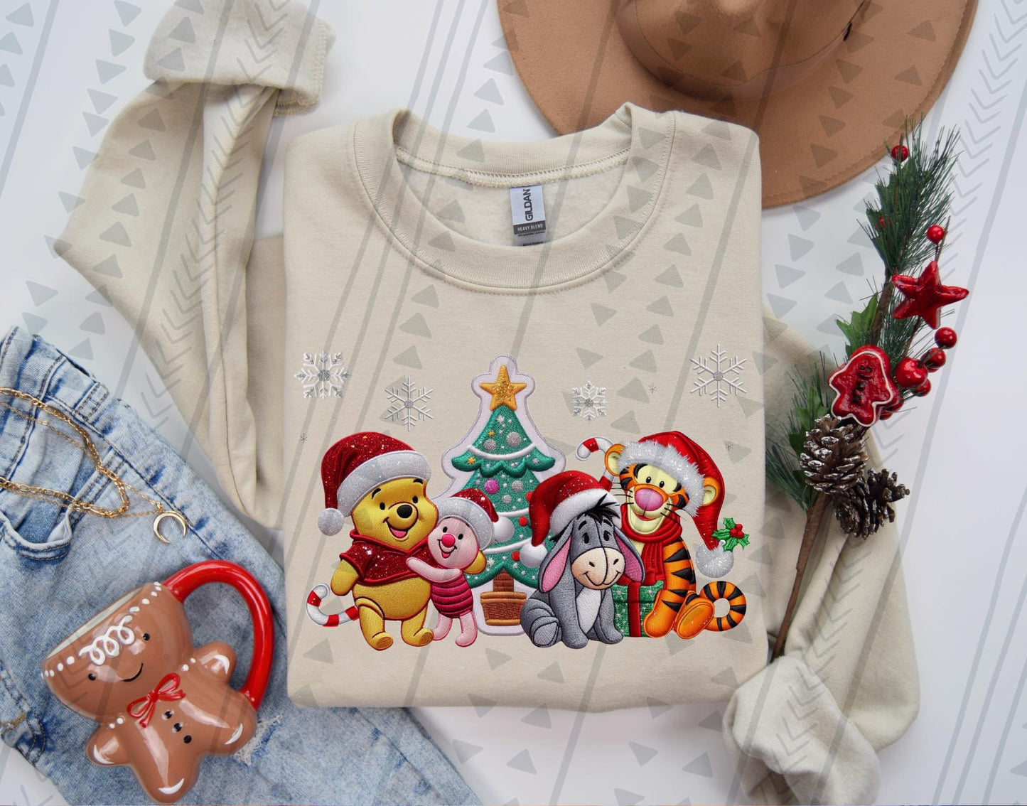 Bear Christmas Friends Faux Embroidered DTF Transfer