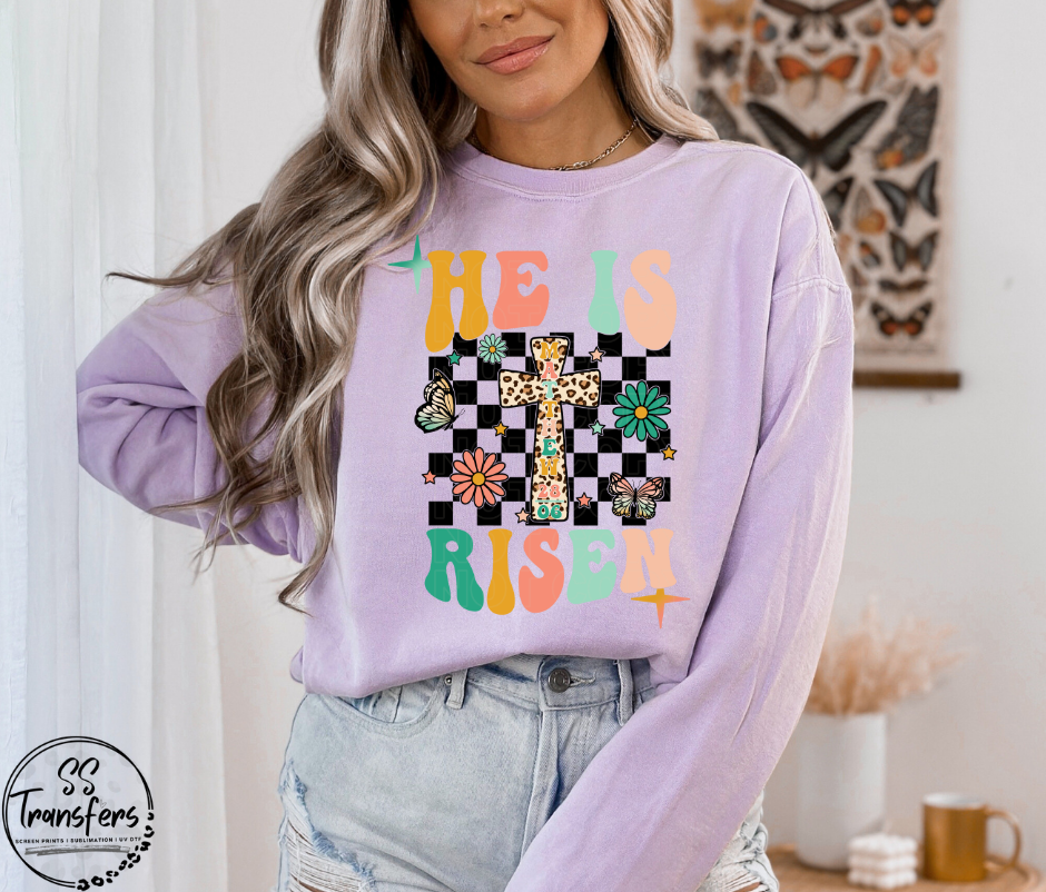 He Is Risen Checkered DTF Transfer