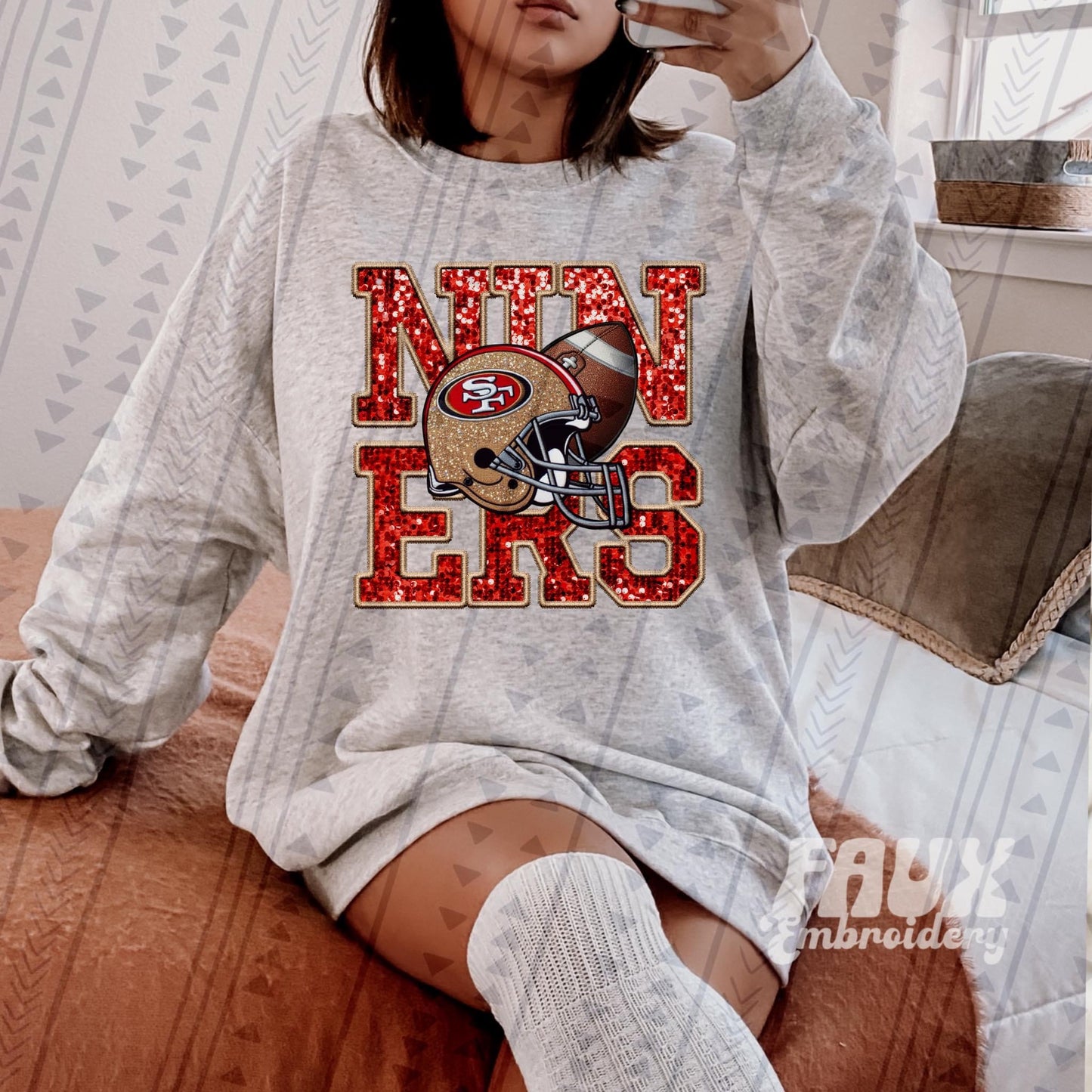 Niners Faux Embroidered/Sequins DTF Transfer
