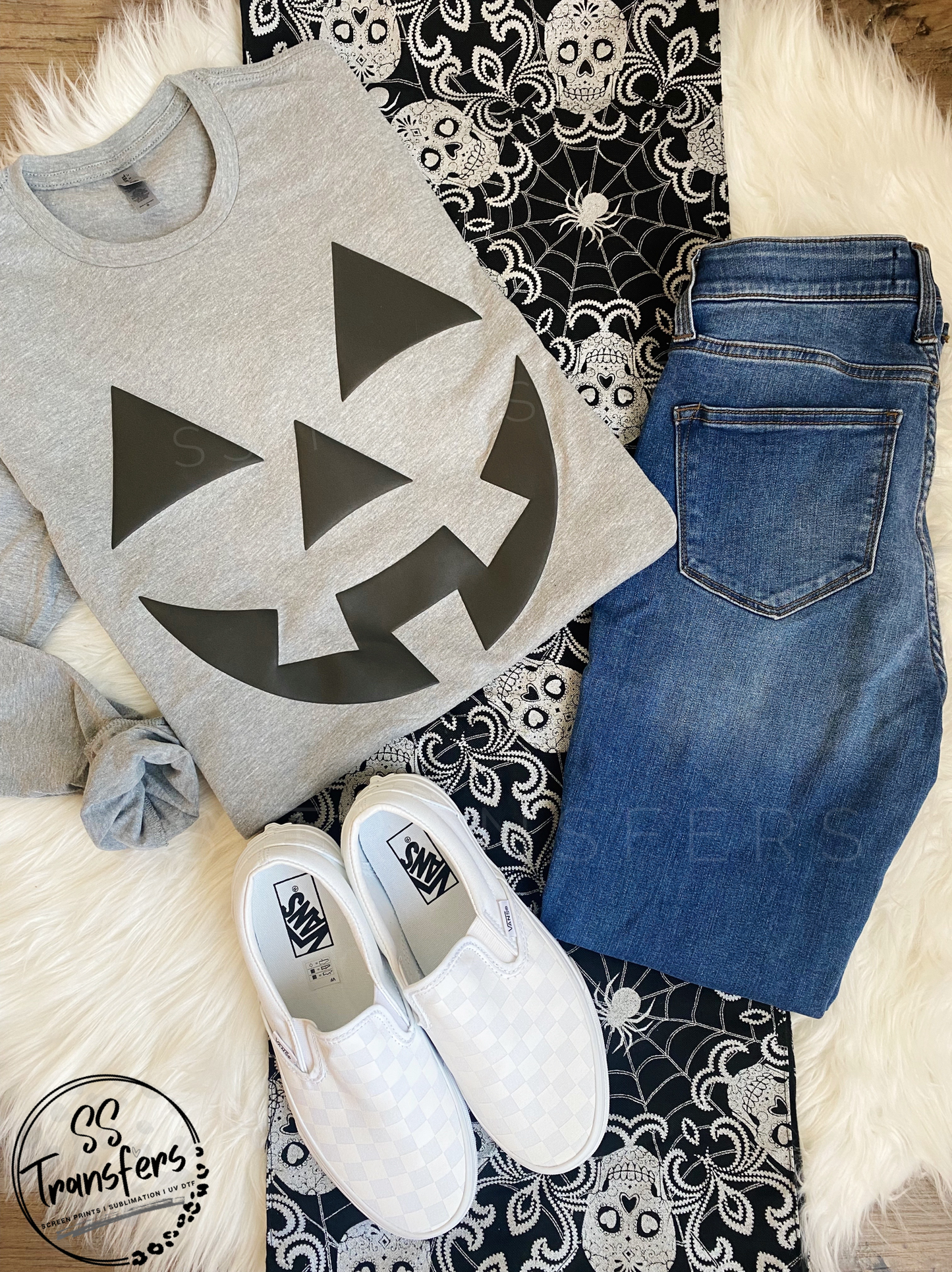 Jack-O Lantern PUFF (Multiple Colors) Screen Print Transfer