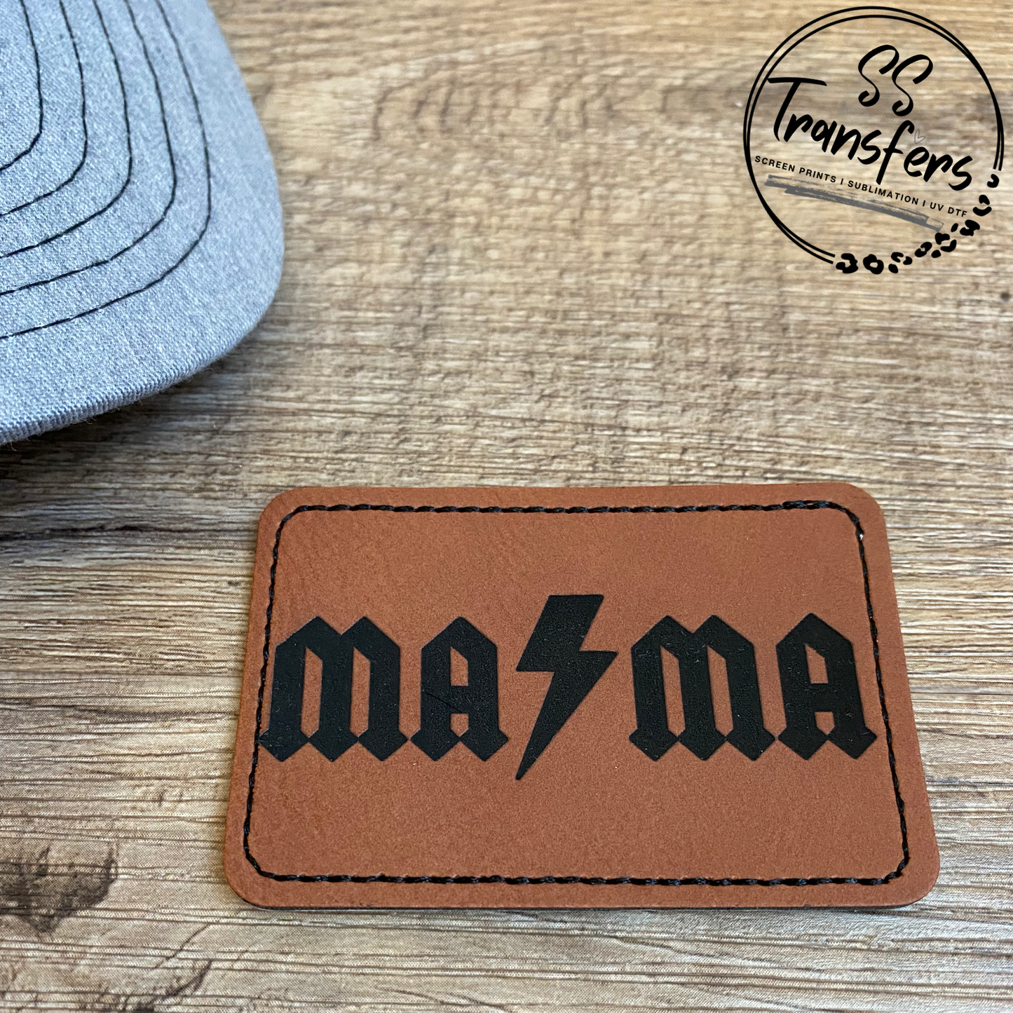 Mama Lightening Bolt Leather Patch