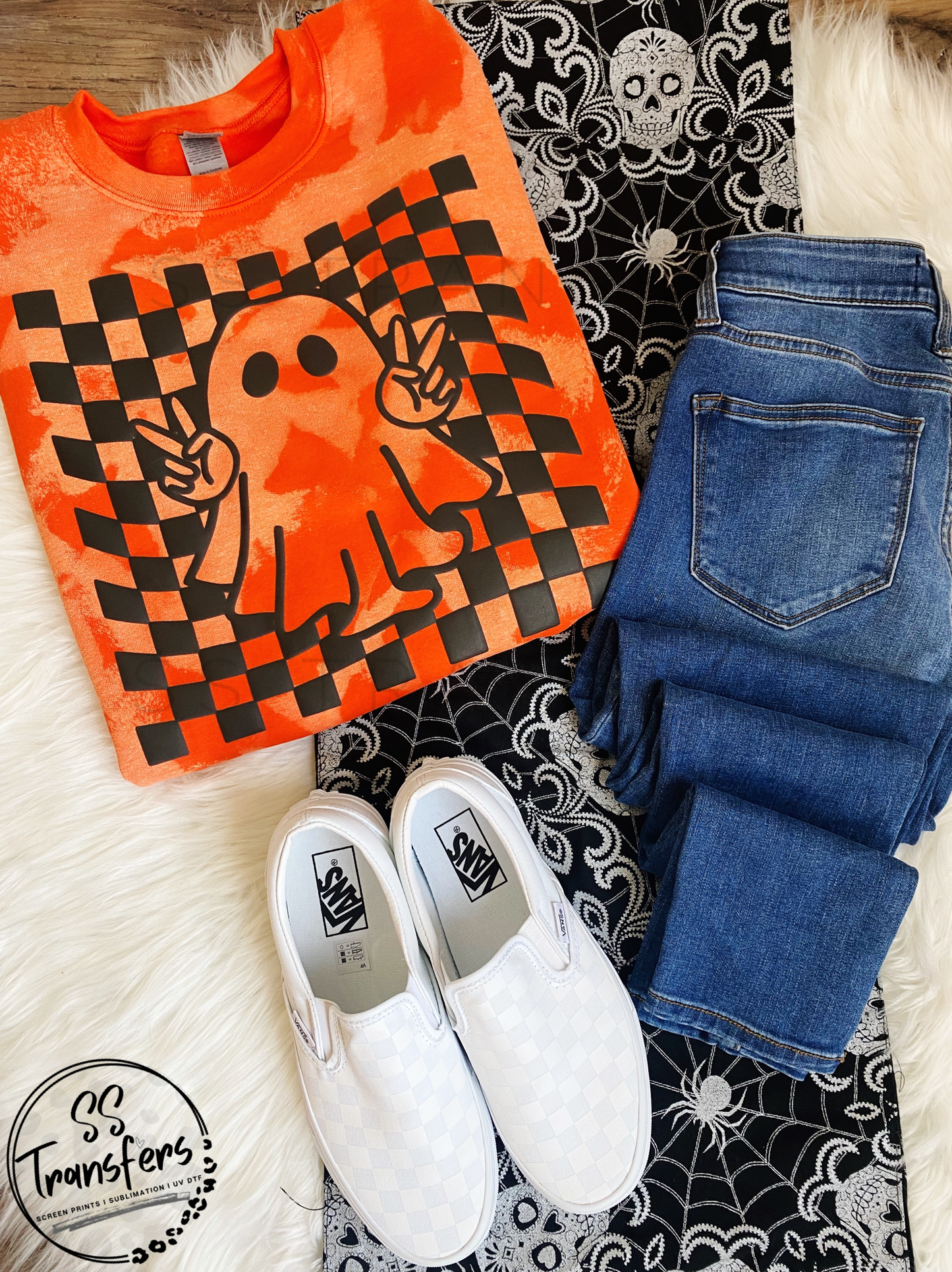 Checkered Ghost PUFF (Multiple Colors) Screen Print Transfer