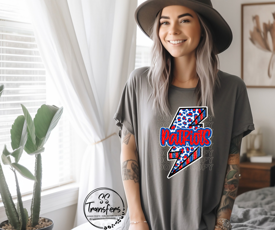 Leopard Lightening Bolt Patriots DTF Transfer