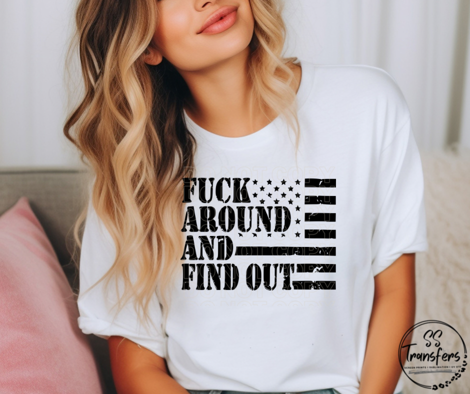 F Around Flag DTF Transfer